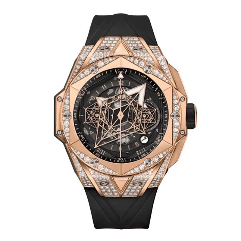 Hublot-Big-Bang-Unico-Sang-Bleu-ll-King-Rose-Gold-Pave-Thumb ساعت مچی مردانه هابلوت کهکشانی رزگلد صفحه مشکی فول نگین Hublot Big Bang Unico Sang Bleu ll King Rose Gold Pave - تصویر 1