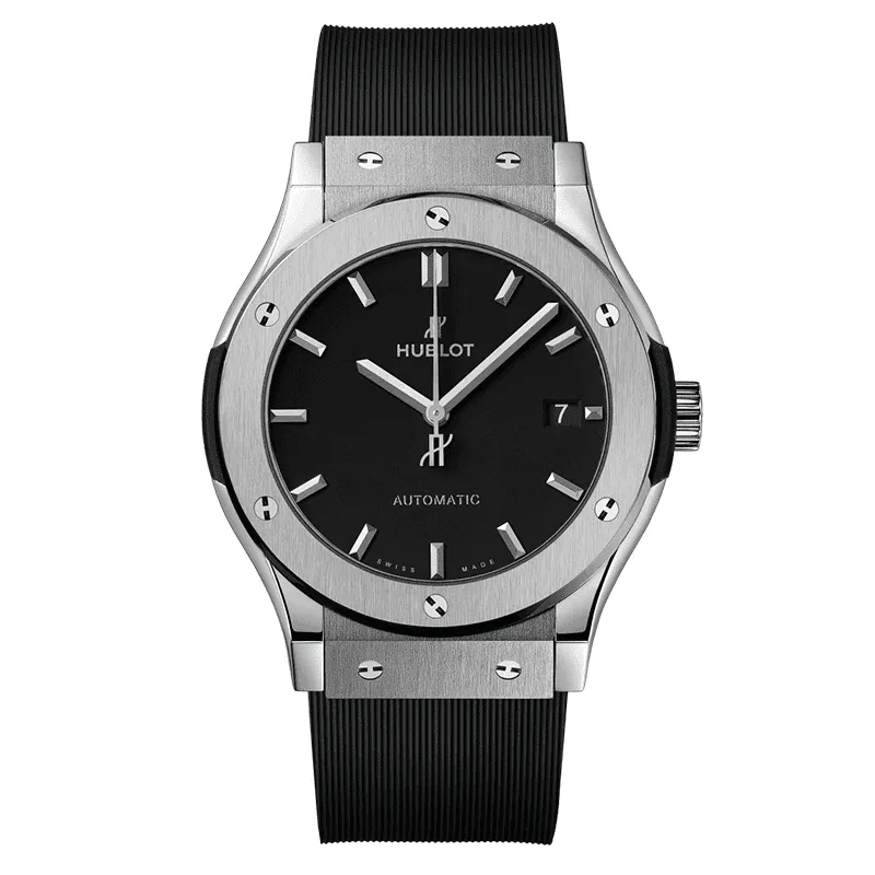 Hublot-Classic-Fusion-3-Hands-Silver-Black-Screen-Thumb ساعت مچی مردانه هابلوت کلاسیک فیوژن سیلور صفحه مشکی Hublot Classic Fusion 3 Hands Silver Black Screen - تصویر 1