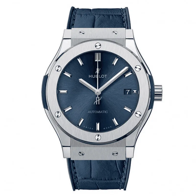 Hublot-Classic-Fusion-3-Hands-Silver-Blue-Screen-Thumb ساعت مچی مردانه هابلوت کلاسیک فیوژن سیلور صفحه آبی Hublot Classic Fusion 3 Hands Silver Blue Screen - تصویر 1