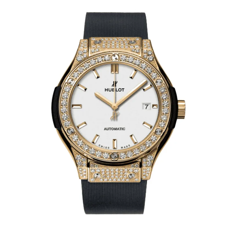 Hublot-Diamonds-Gold-White-Screen-Full-Jewel-Thumb ساعت مچی زنانه هابلوت طلایی صفحه سفید فول نگین Hublot Diamonds Golden White Screen Full Jewel - تصویر 1