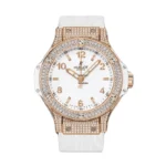 ساعت مچی زنانه هابلوت رزگلد تمام سفید فول نگین Hublot Diamonds Rose Gold Full White Full Jewel