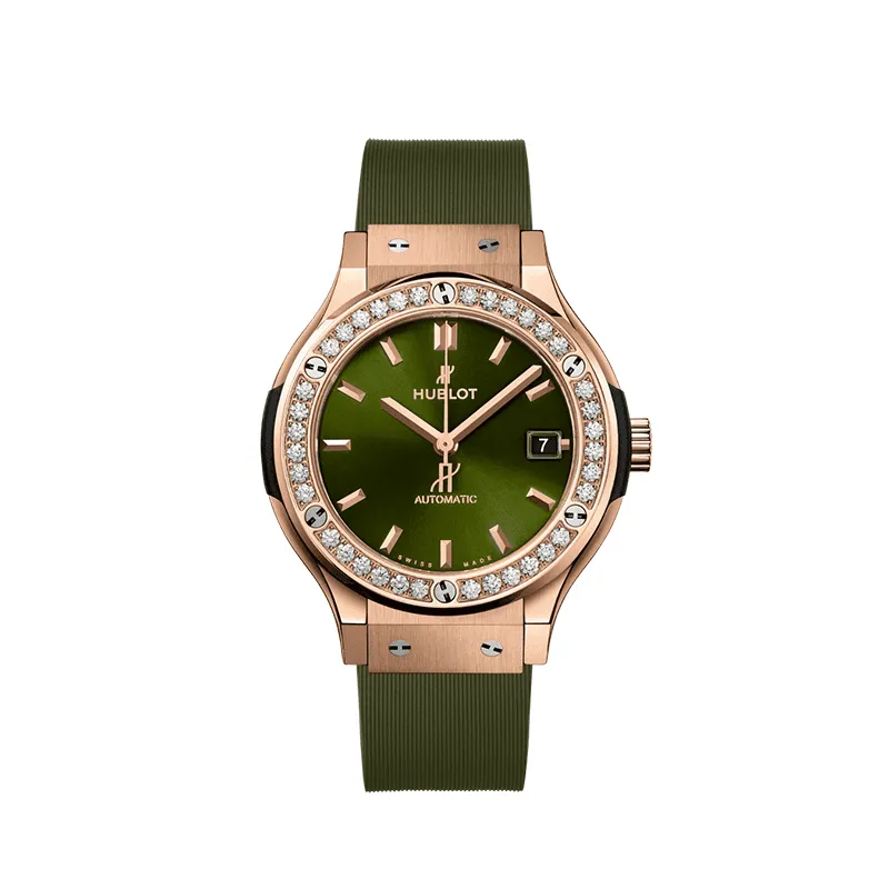 Hublot-Diamonds-Rose-Gold-Green-Screen-Around-Jewel-Thumb ساعت مچی زنانه هابلوت رزگلد صفحه سبز دور نگین Hublot Diamonds Rose Gold Green Screen Around Jewel - تصویر 1