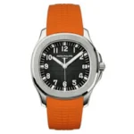 ساعت مچی مردانه پتک فیلیپ آکوانات سیلور نارنجی صفحه مشکی Patek Philippe Aquanaut Silver Orange Black Screen