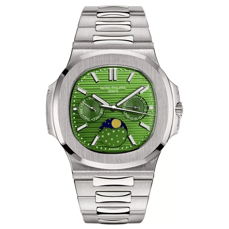 Patek-Philippe-Chronograph-Silver-Green-Screen-Thumb ساعت مچی مردانه پتک فیلیپ کرنوگراف سیلور صفحه سبز Patek Philippe Chronograph Silver Green Screen - تصویر 1