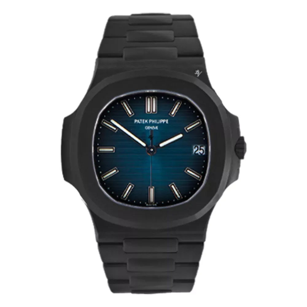 Patek-Philippe-Nautilus-Black-Blue-Screen-Thumb ساعت مچی مردانه پتک فیلیپ ناتیلوس مشکی صفحه آبی (تک و ست) Patek Philippe Nautilus Black Blue Screen - تصویر 1
