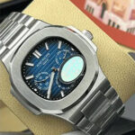 ساعت مچی مردانه پتک فیلیپ ناتیلوس پرپچوال سیلور صفحه آبی Patek Philippe Nautilus Perpetual Silver Blue Screen - تصویر 2