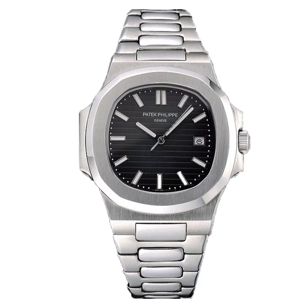 Patek-Philippe-Nautilus-Silver-Black-Screen-Thumb ساعت مچی پتک فیلیپ ناتیلوس سیلور صفحه مشکی (تک و ست) Patek Philippe Nautilus Silver Black Screen - تصویر 1