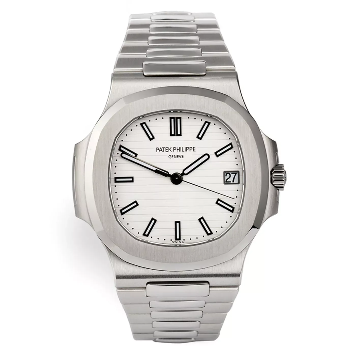 Patek-Philippe-Nautilus-Silver-White-Screen-Thumb ساعت مچی پتک فیلیپ ناتیلوس سیلور صفحه سفید (تک و ست) Patek Philippe Nautilus Watch Silver White Screen - تصویر 1