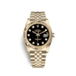 ساعت مچی رولکس دیت جاست طلایی صفحه مشکی اندکس نگین (تک و ست) Rolex Datejust Golden Black Screen Diaomnd Index