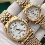 ساعت مچی رولکس دیت جاست رزگلد صفحه سفید اندکس نگین (تک و ست) Rolex Datejust Rose Gold White Screen Diamond Index - تصویر 2