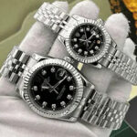 ساعت مچی رولکس دیت جاست سیلور صفحه مشکی اندکس نگین (تک و ست) Rolex Datejust Silver Black Screen Diamond Index - تصویر 2