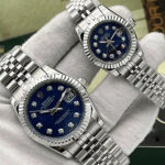 ساعت مچی رولکس دیت جاست سیلور صفحه آبی اندکس نگین (تک و ست) Rolex Datejust Silver Blue Screen Diaomnd Index - تصویر 2