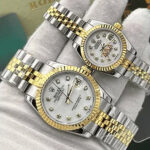 ساعت مچی رولکس دیت جاست دو رنگ سیلور طلایی صفحه صدف اندکس نگین (تک و ست) Rolex Datejust Silver Golden Pearl Screen Diamond Index - تصویر 2