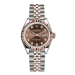 ساعت مچی رولکس دیت جاست دو رنگ سیلور رزگلد صفحه کافی اندکس نگین (تک و ست) Rolex Datejust Silver Rose Gold Cafee Screen Diamonds Index
