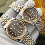 ساعت مچی رولکس دیت جاست دو رنگ سیلور رزگلد صفحه کافی اندکس خط (تک و ست) Rolex Datejust Silver Rose Gold Cafee Screen Line Index - تصویر 2