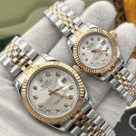 ساعت مچی رولکس دیت جاست دو رنگ سیلور رزگلد صفحه سیلور اندکس نگین (تک و ست) Rolex Datejust Silver Rose Gold Silver Screen Diamond Index - تصویر 2