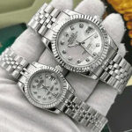 ساعت مچی رولکس دیت جاست سیلور صفحه صدف اندکس نگین (تک و ست) Rolex Datejust Silver Pearl Screen Diamond Index - تصویر 2
