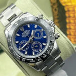 ساعت مچی مردانه رولکس دیتونا کیهانی تمام سیلور صفحه آبی Rolex Daytona Cosmograph Full Silver Blue Screen - تصویر 2