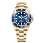 ساعت مچی رولکس ساب مارینر طلایی آبی صفحه آبی (تک و ست) Rolex Submariner Golden Blue Screen