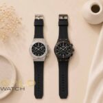 ساعت مچی کرنوگراف طرح Hublot با بند سیلیکونی (در دو رنگ نقره‌ای و مشکی)