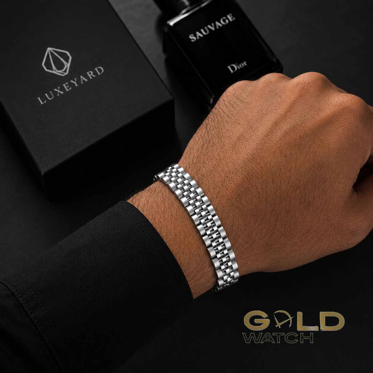 -2147483648_-214004 دستبند استیل زنجیری مردانه رولکس نقره ای - تصویر 1