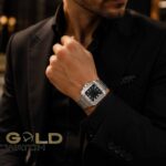 ساعت مچی مردانه طرح Cartier Santos صفحه مشکی، بند استیل - تصویر 2