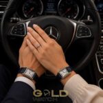 ست ساعت مچی زنانه و مردانه طرح کارتیه مدل تانک (Cartier Tank) - بند چرمی
