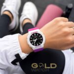 ساعت کاسیو جی‌شاک Casio G-Shock آنالوگ-دیجیتال مدل CasiOak سفید با بند صورتی و بنفش - تصویر 2