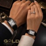 ست ساعت مچی زنانه و مردانه طرح کارتیه مدل تانک (Cartier Tank) - بند چرمی