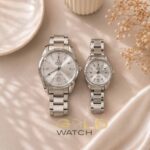 ست ساعت مچی زنانه و مردانه طرح Omega Seamaster رنگ نقره‌ای