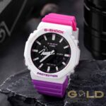 ساعت کاسیو جی‌شاک Casio G-Shock آنالوگ-دیجیتال مدل CasiOak سفید با بند صورتی و بنفش