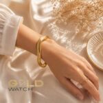 النگو زنانه طرح موجی رنگ طلایی