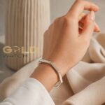 بنگل نقره‌ای آینه‌ای مدل چندضلعی مدرن