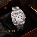 ساعت مچی مردانه طرح Cartier Santos صفحه سفید، بند استیل