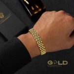 دستبند استیل زنجیری مردانه رولکس طلایی